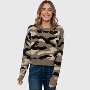 Camo Sweater & Gold Necklace